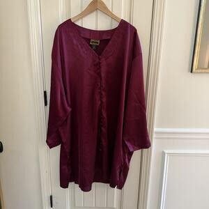 Vintage Solange Satin Burgundy Nightgown House Dress Women’s Size 26/28